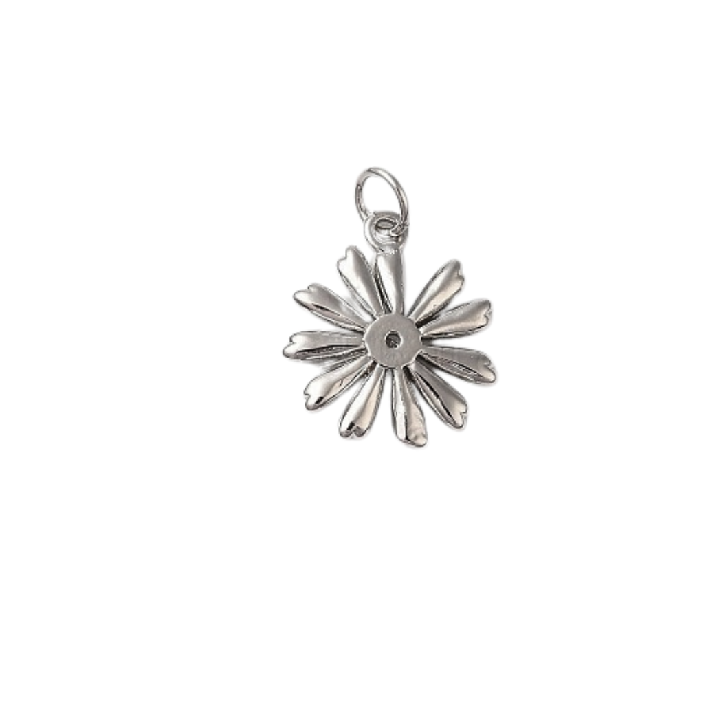 Back of Silver Crystal Daisy Charm