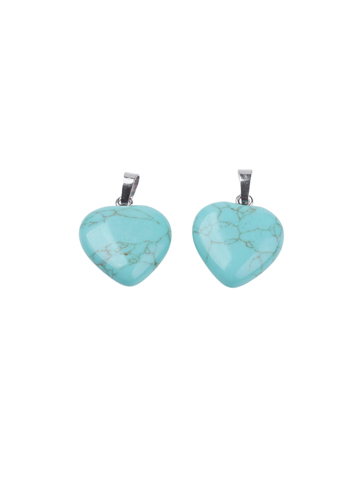 Two Silver Turquoise Heart Charms
