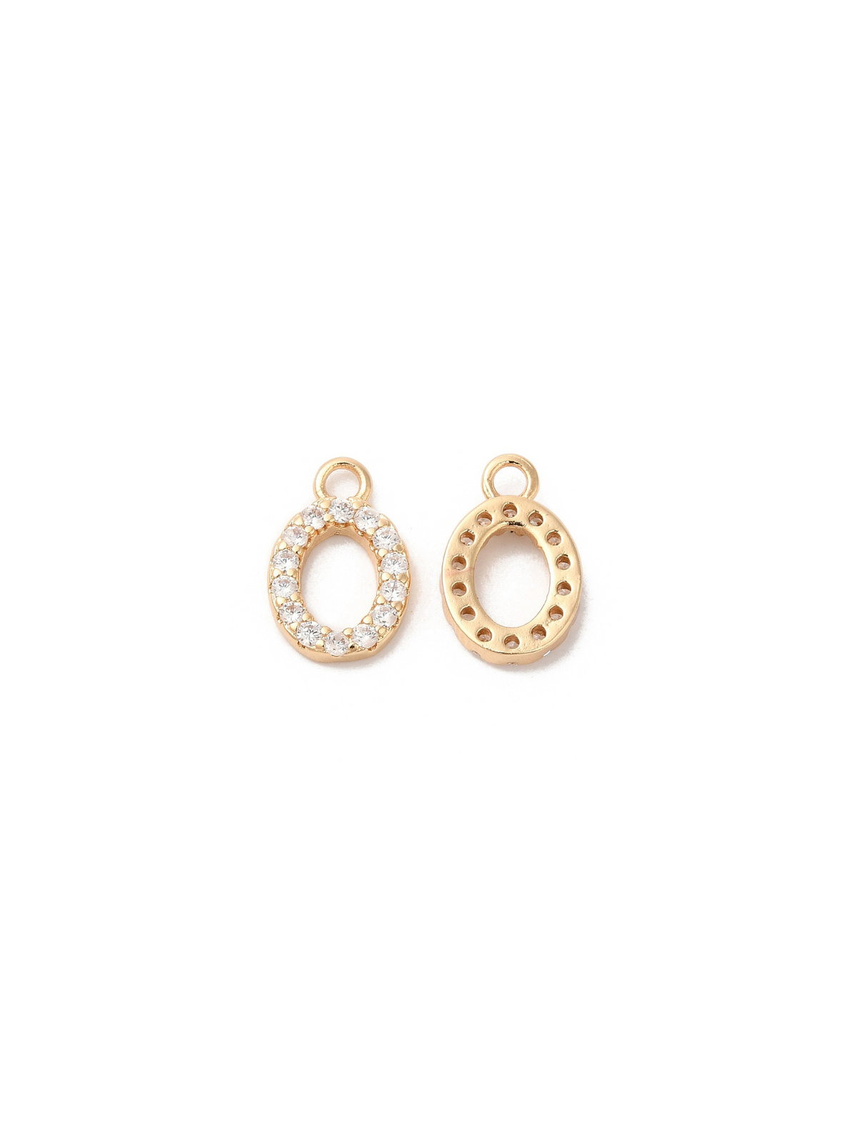 Pave Number Charm zero, front and back view.