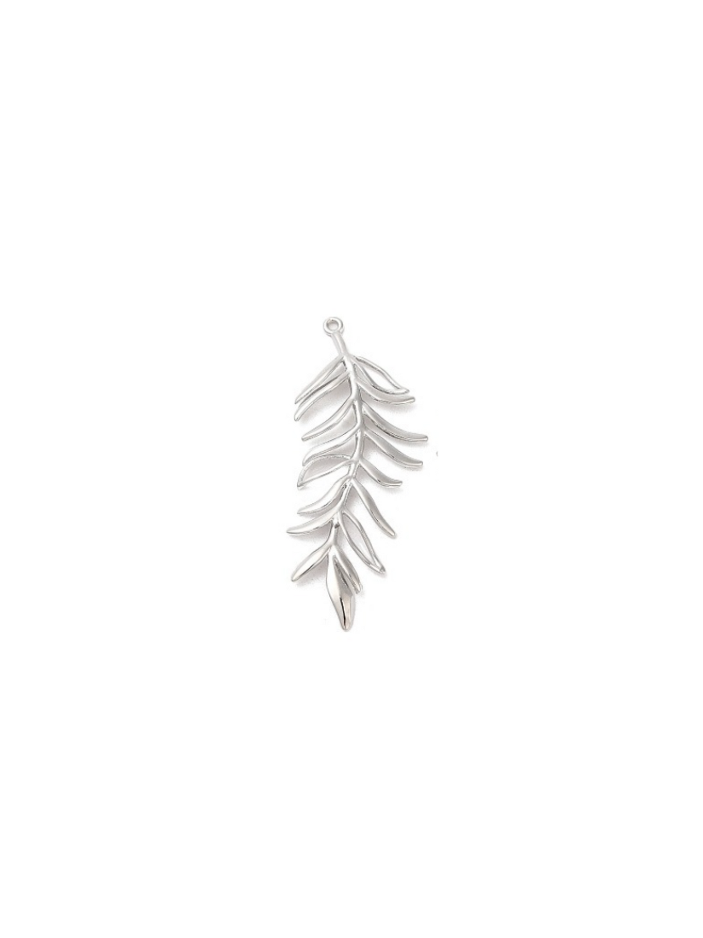Front of the Silver Tropical Leaves Charm