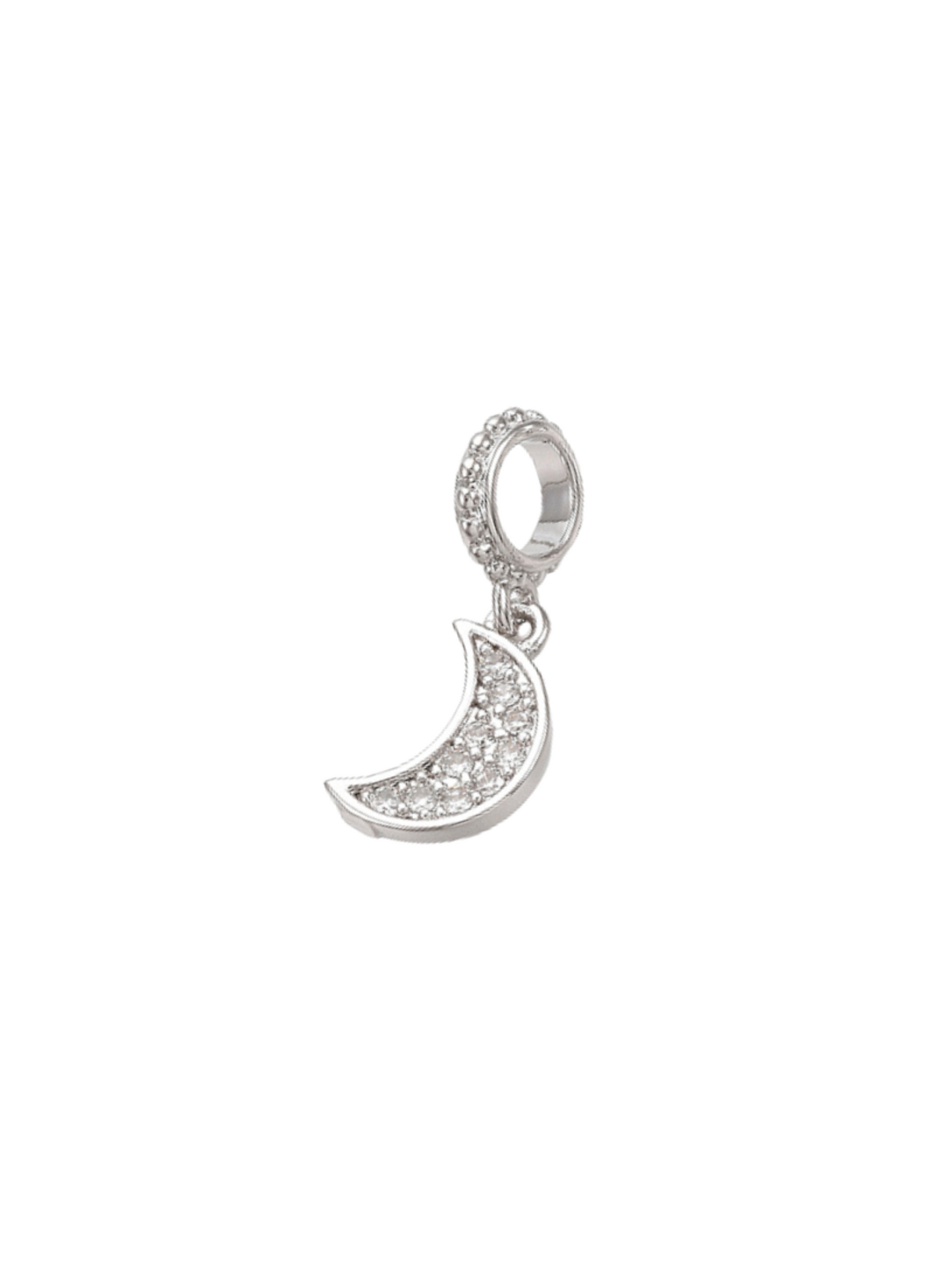 Front of the Silver Embellished Crescent Moon Charm