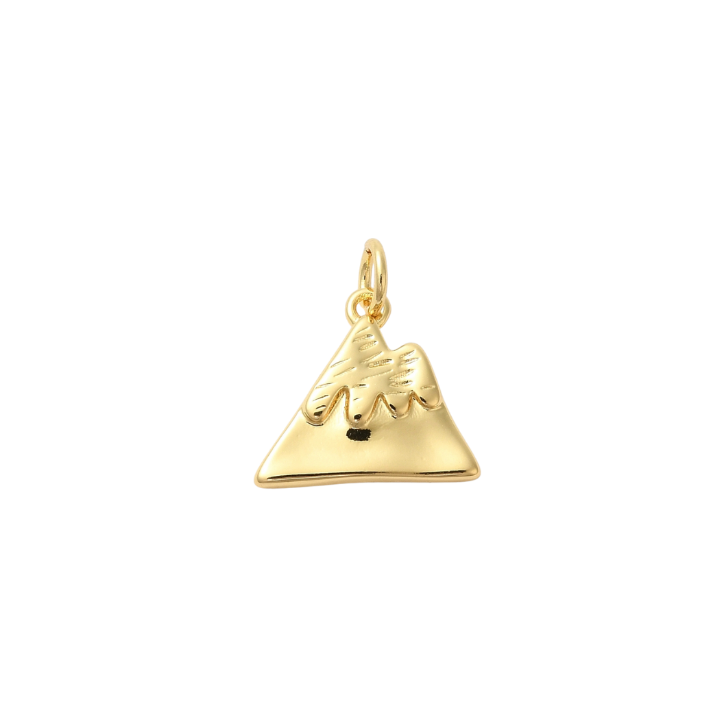 Transparent Side View Gold Mountain Peak Charm
