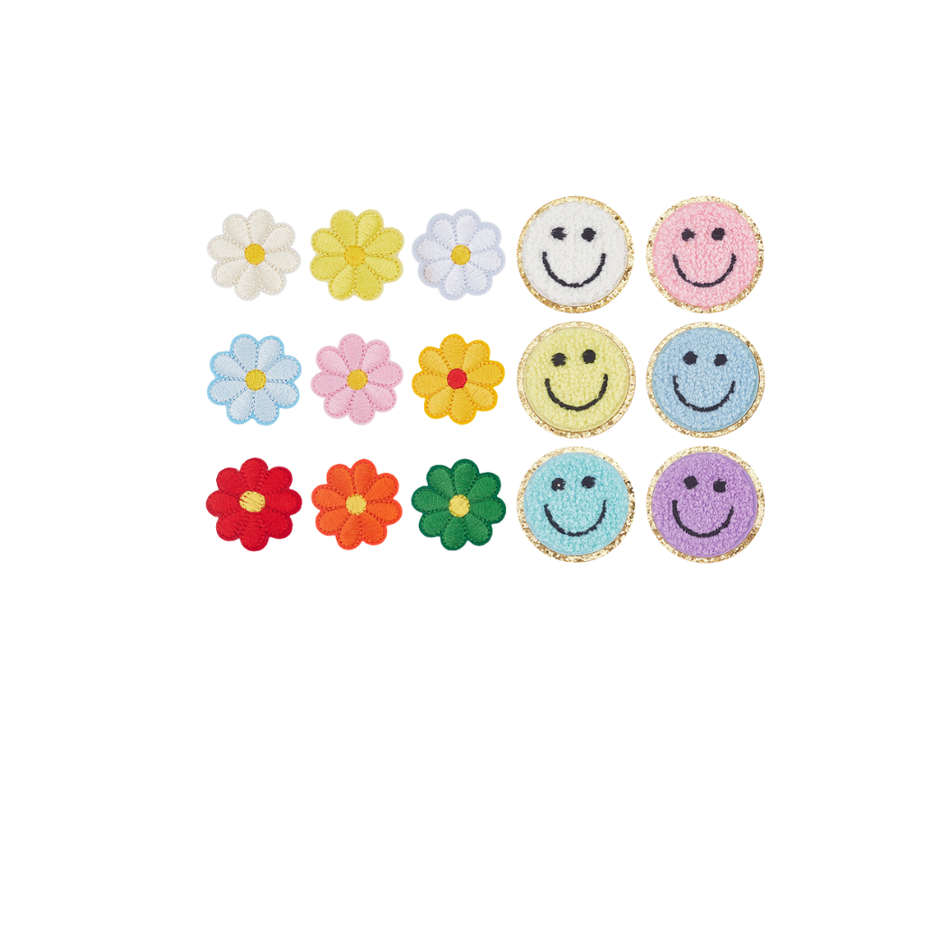 Front view of the Smiley & Daisy Chenille Patch | Assorted