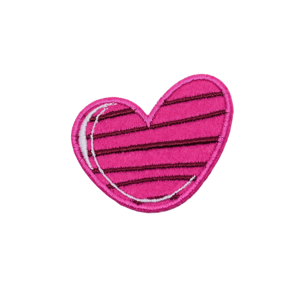 Front view of the Striped Heart Iron-on Patch