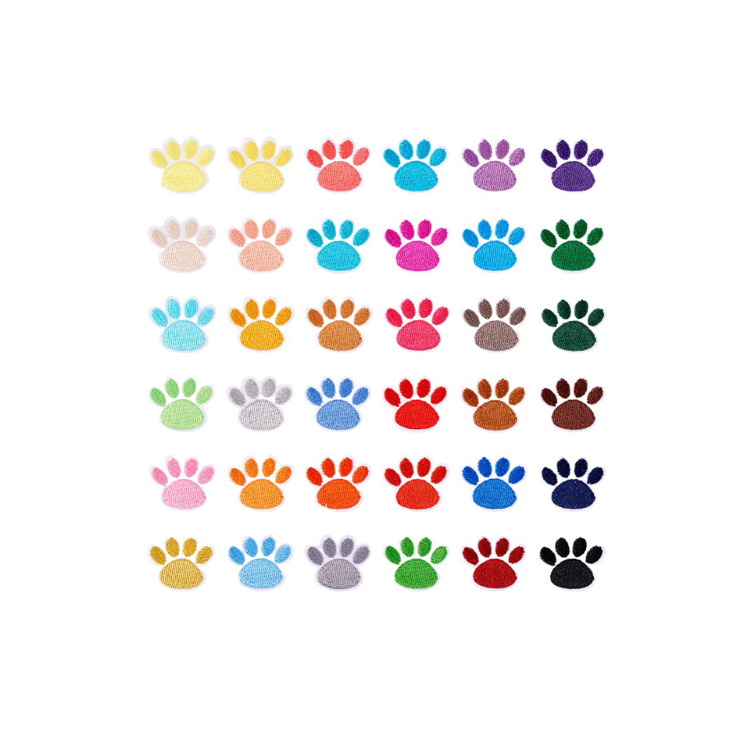 Paw Print Iron-On Patches- Assorted