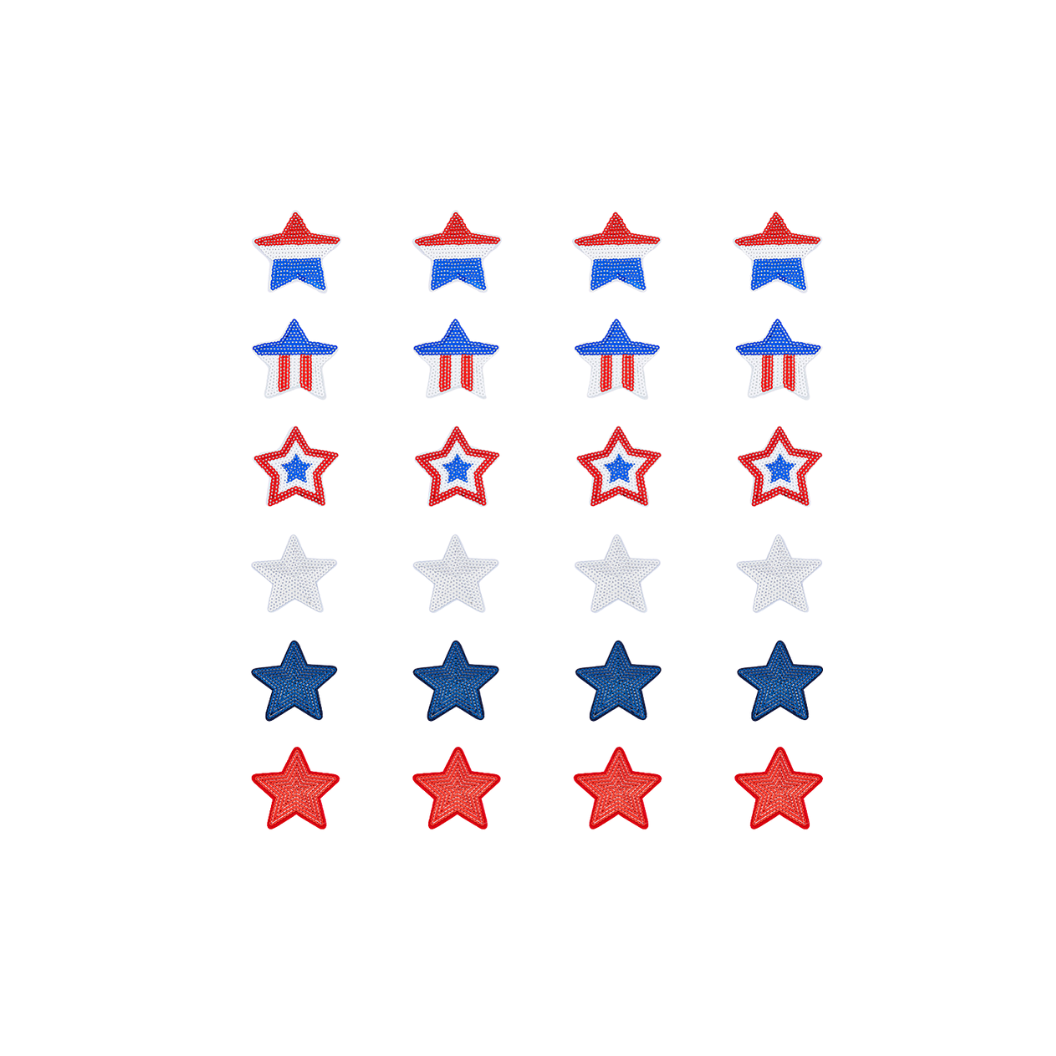 Red, White & Blue Sequin Star Patch | Assorted
