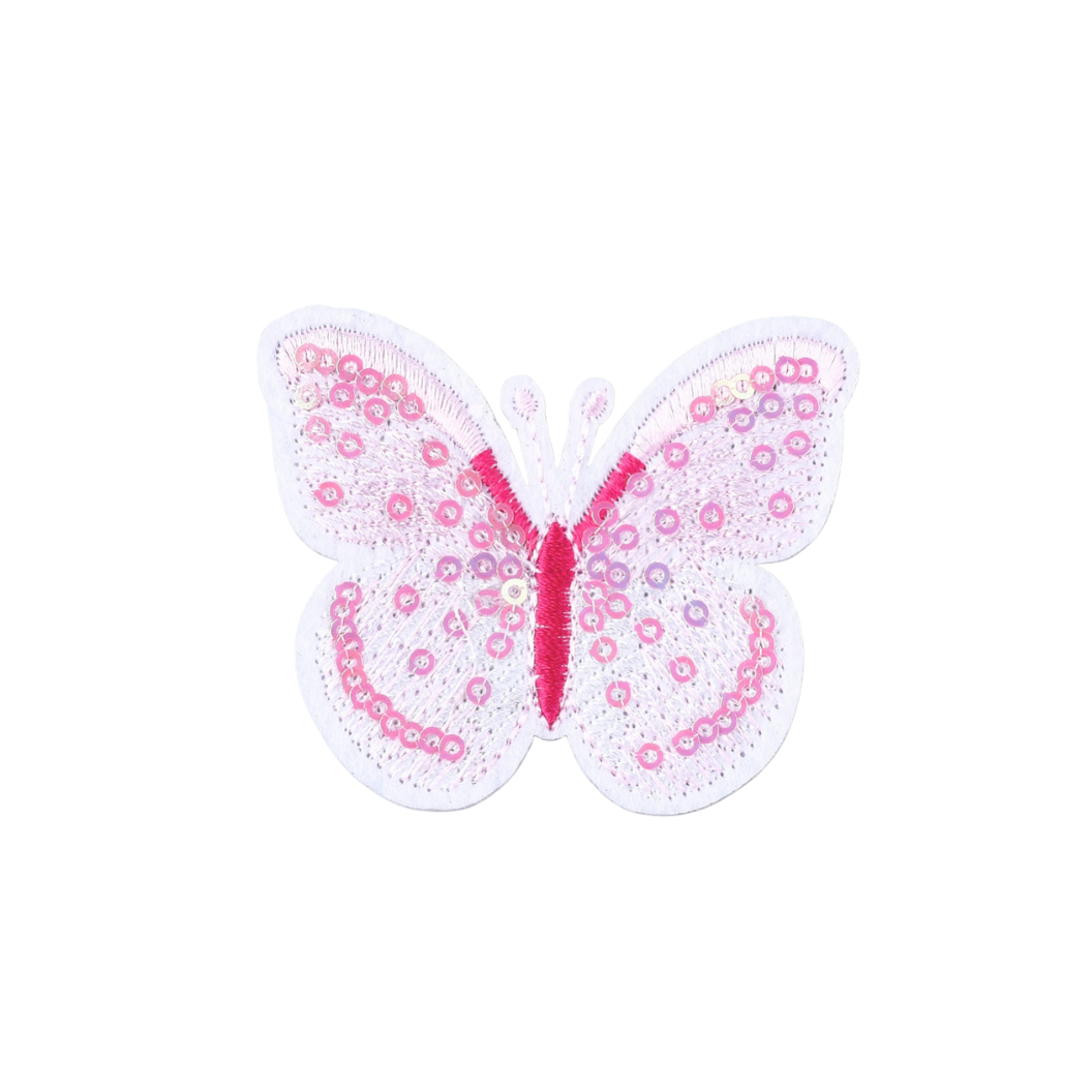 Front view of the White Butterfly Paillette Patch