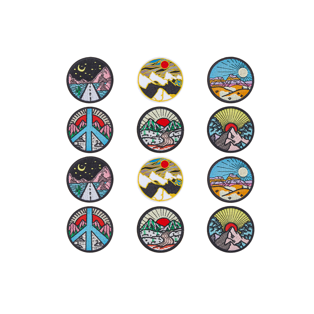 Assortment & Front View Mountain Patch Collection | Set of 5