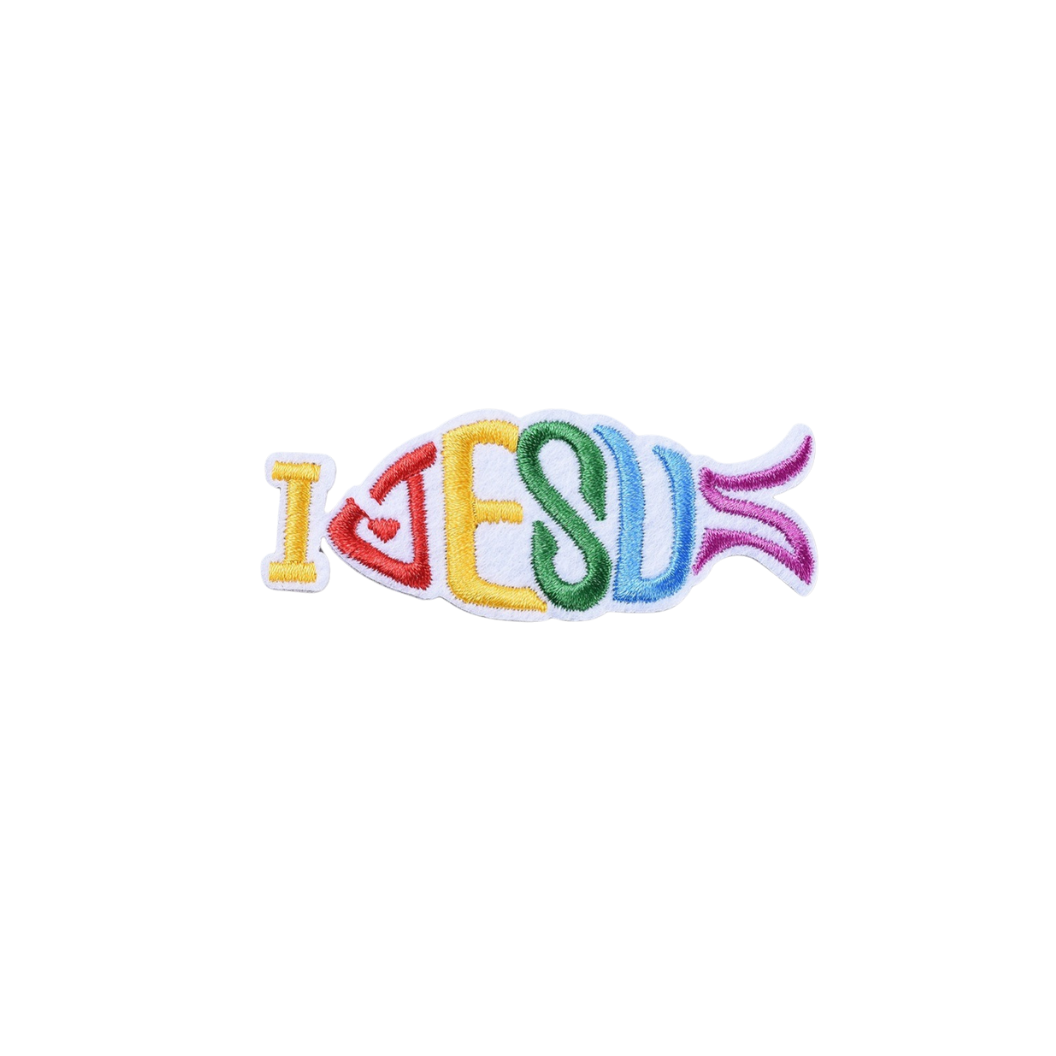 Front view of the I Love Jesus Fish Patch