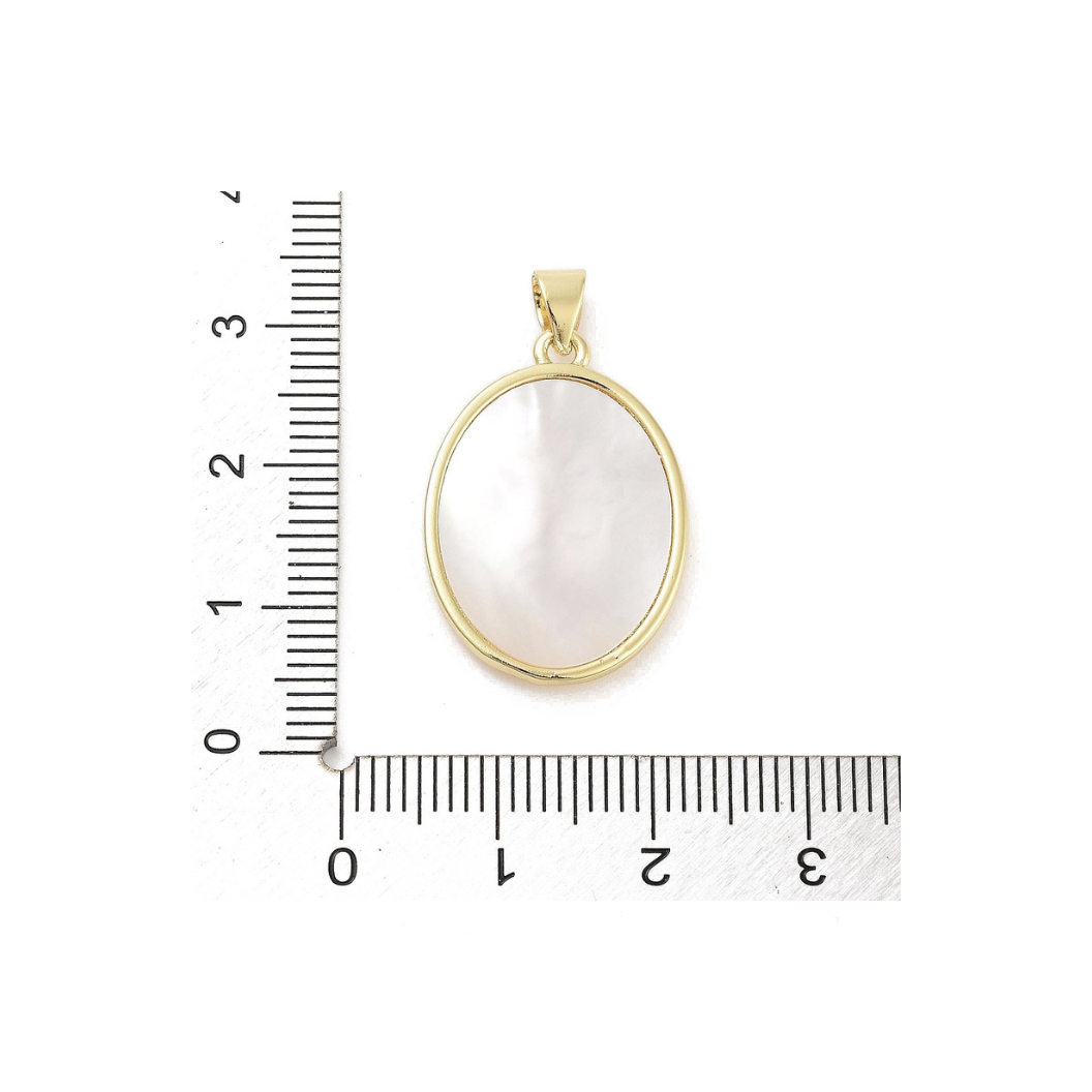 Back & length view of the Gold Shell Floral Pendant
