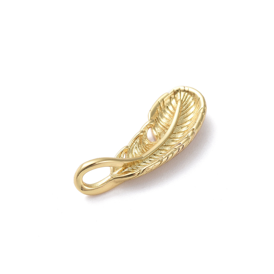 Back view of the Gold Feather Charm