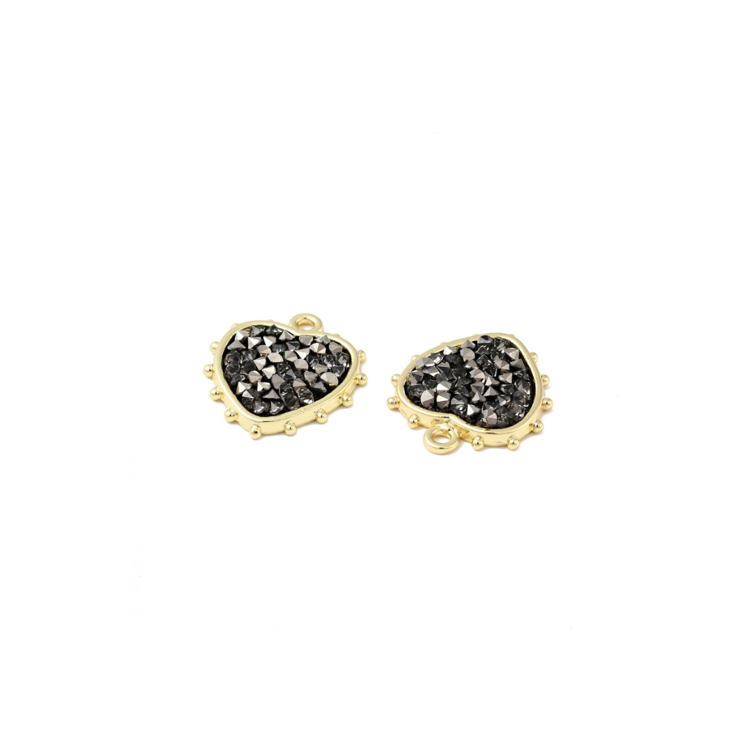 Gold Rhinestone Heart Charm