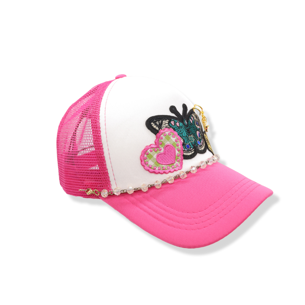 Clear Liza Trucker Hat Chain on a trucker hat