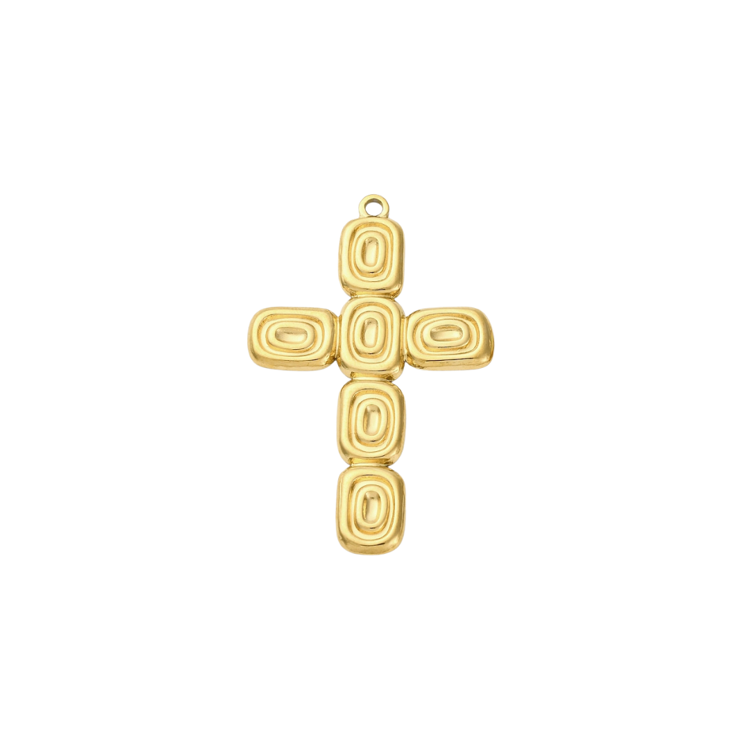 Gold Abstract Cross Charm on transparent background