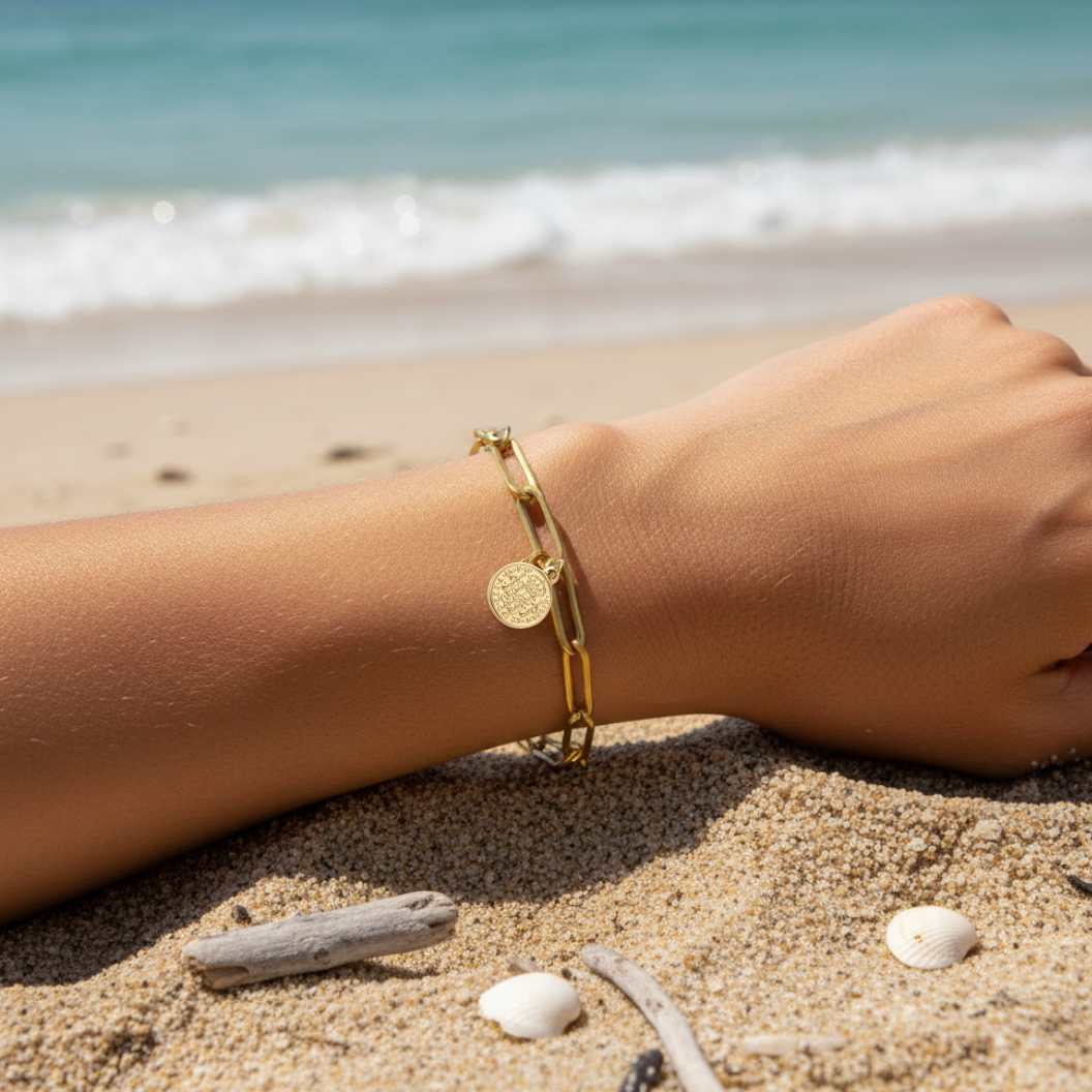 Gold Imperial Vintage Coin Charm | Waterproof Stainless Steel