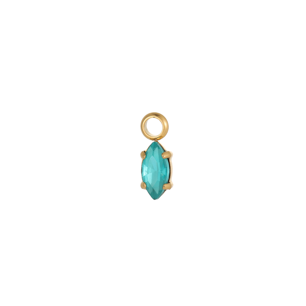 Gold Luminous Marquise Gem Charm turquoise stone