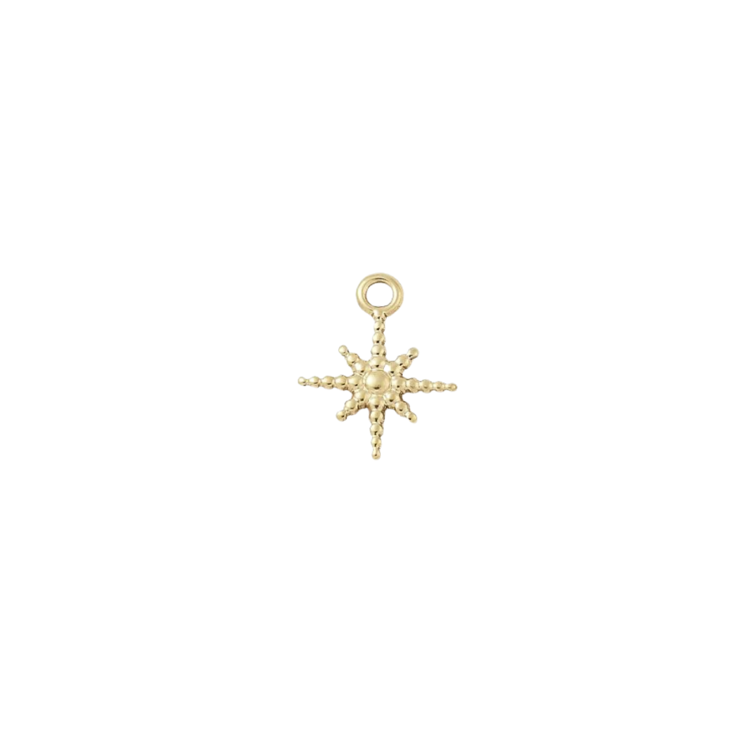 Gold Dewdrop Beaded Star Charm on transparent background