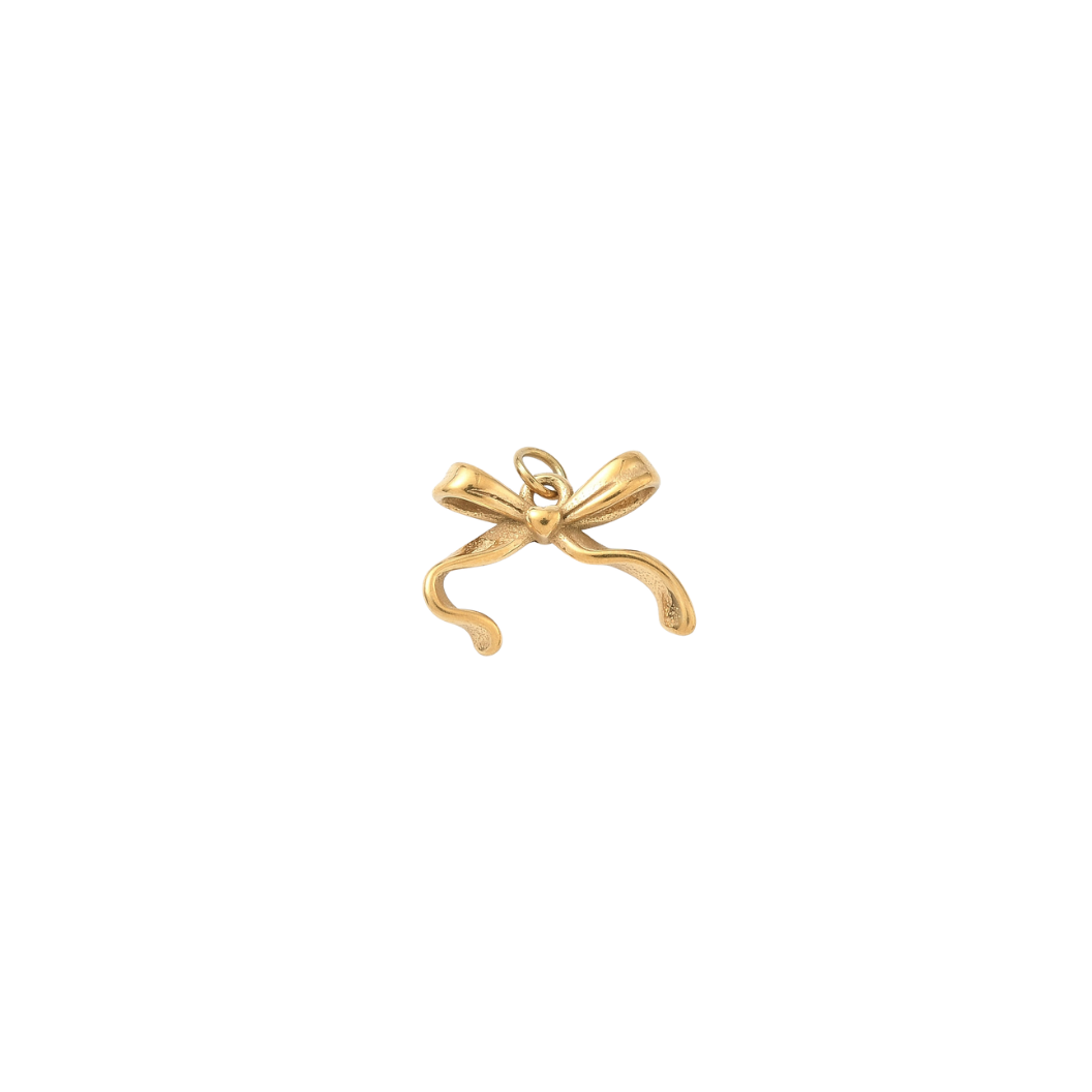 Gold Lovely Ribbon Bow Charm on transparent background