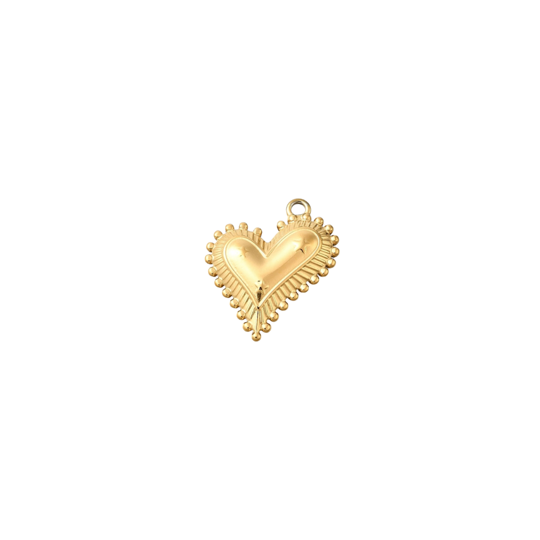 Gold Trinity Heart Burst Charm on transparent