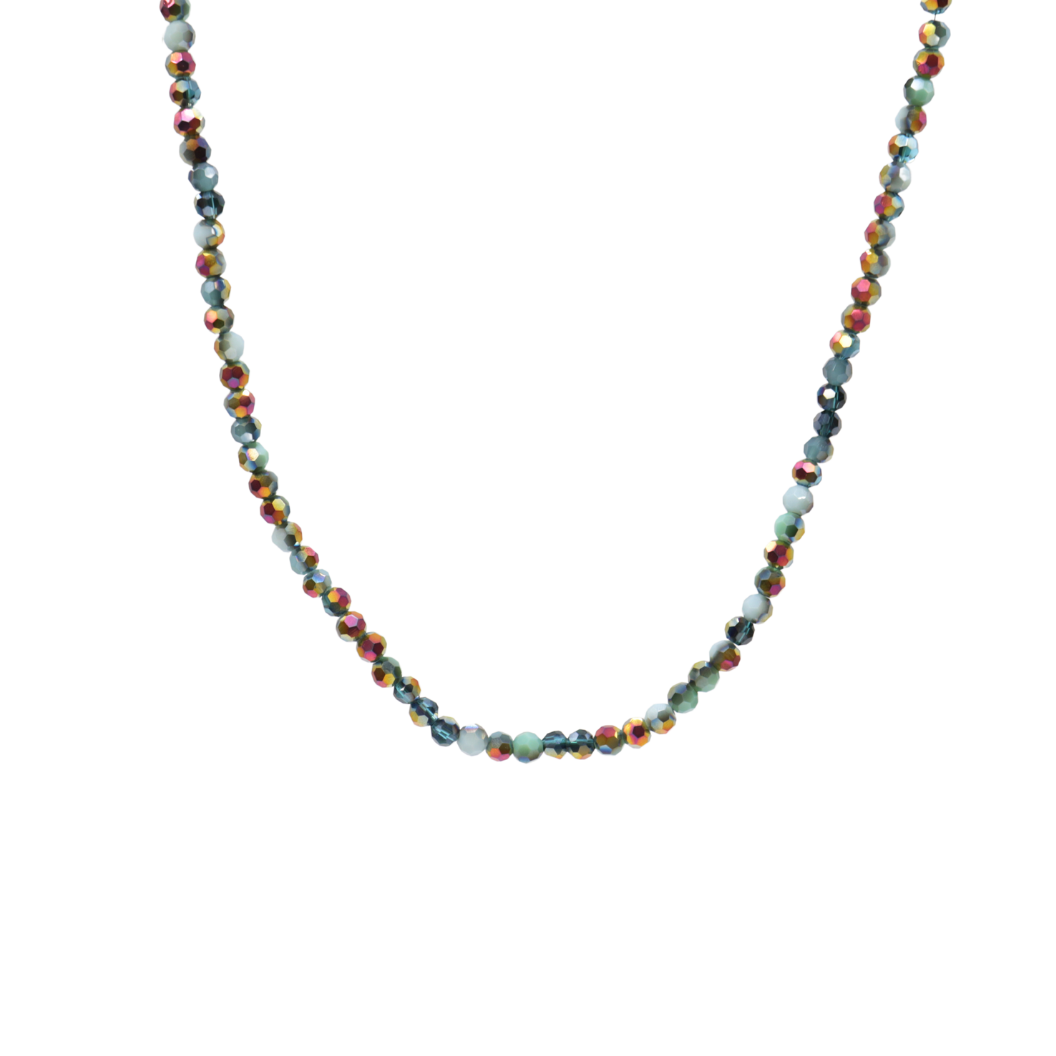 Transparent Silver Iris Beaded Necklace | Assorted