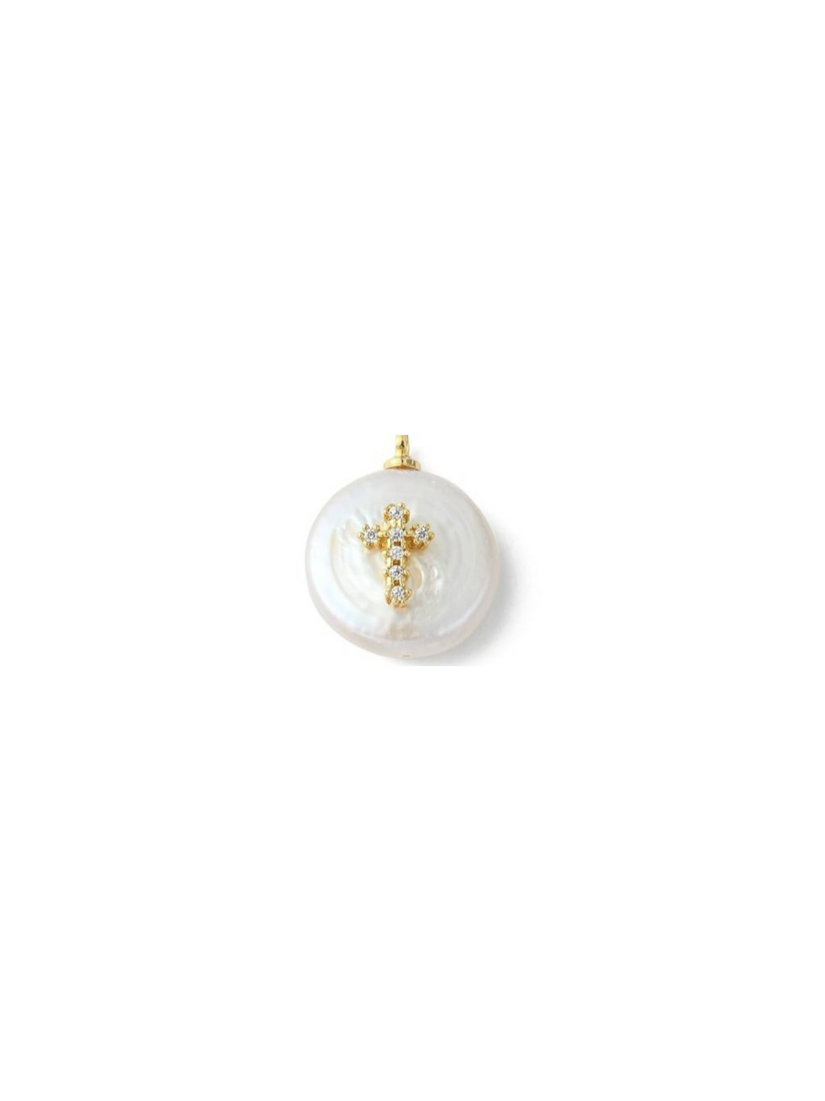 Front of the Gold Freshwater Pearl Cross Charm