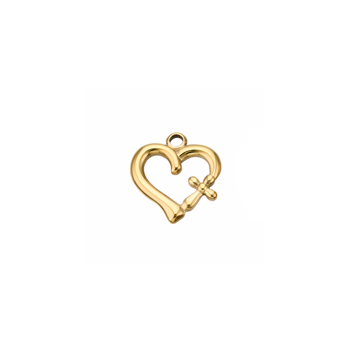 Front of the Gold Heart Cross Charm