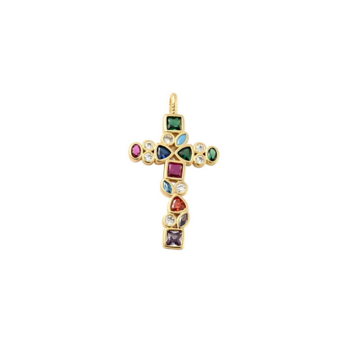 Front of the Gold Mosaic Cross Charm