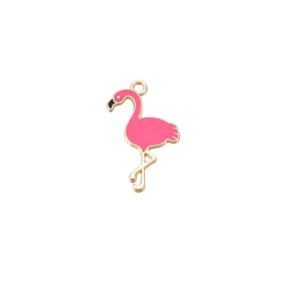 Front of the Gold Pink Flamingo Charm