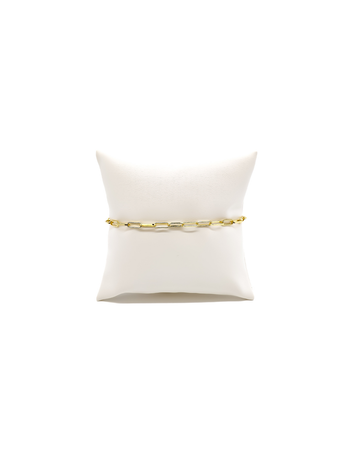 Back of Gold Ashley Paperclip Chain Charm Bracelet with Assorted Color Cubic Zirconia Small Gabi Carabiner