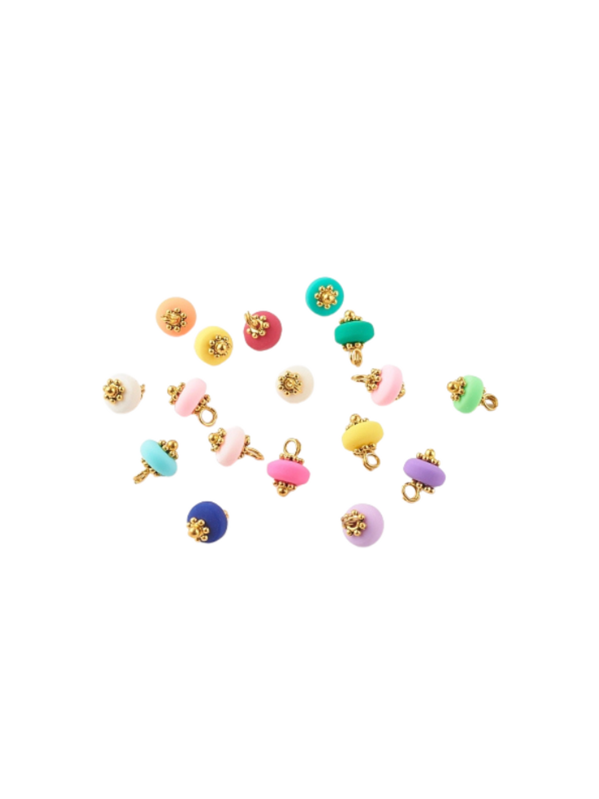 Various angles of the Gold Clay Polymer Charm Beads | Assorted