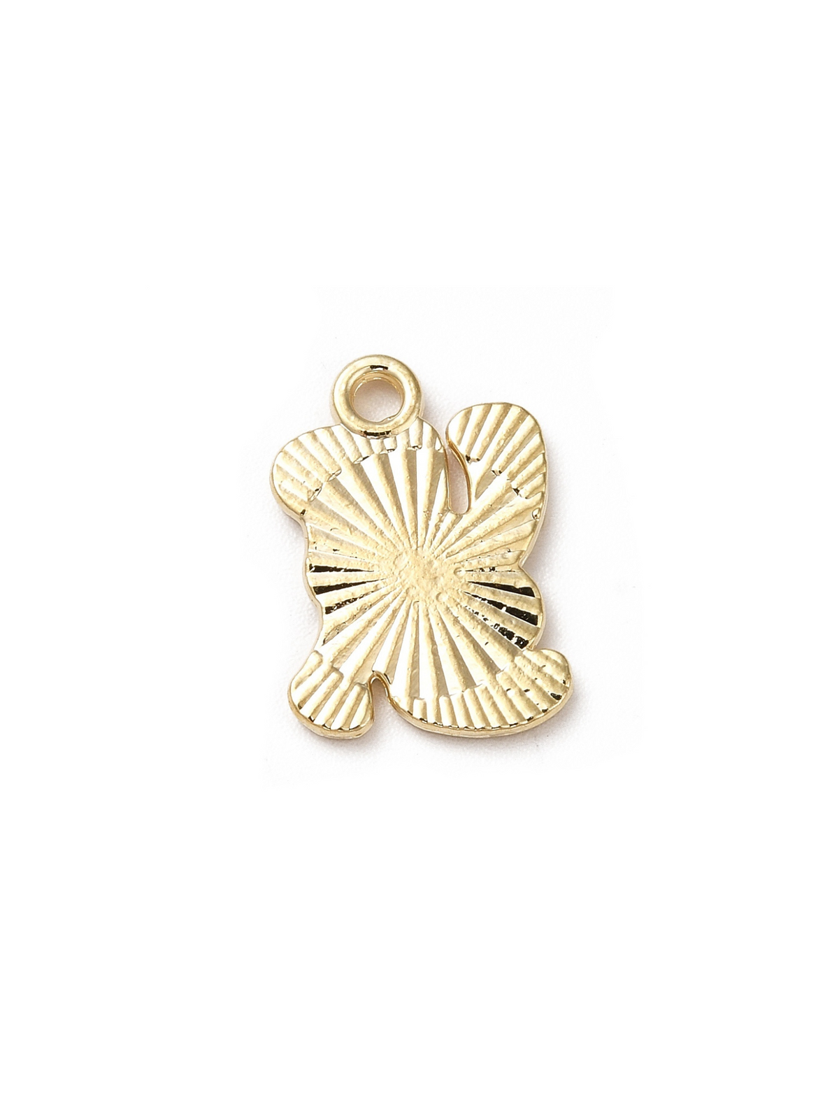 U.S.A flag style letter charm on white background, back view.