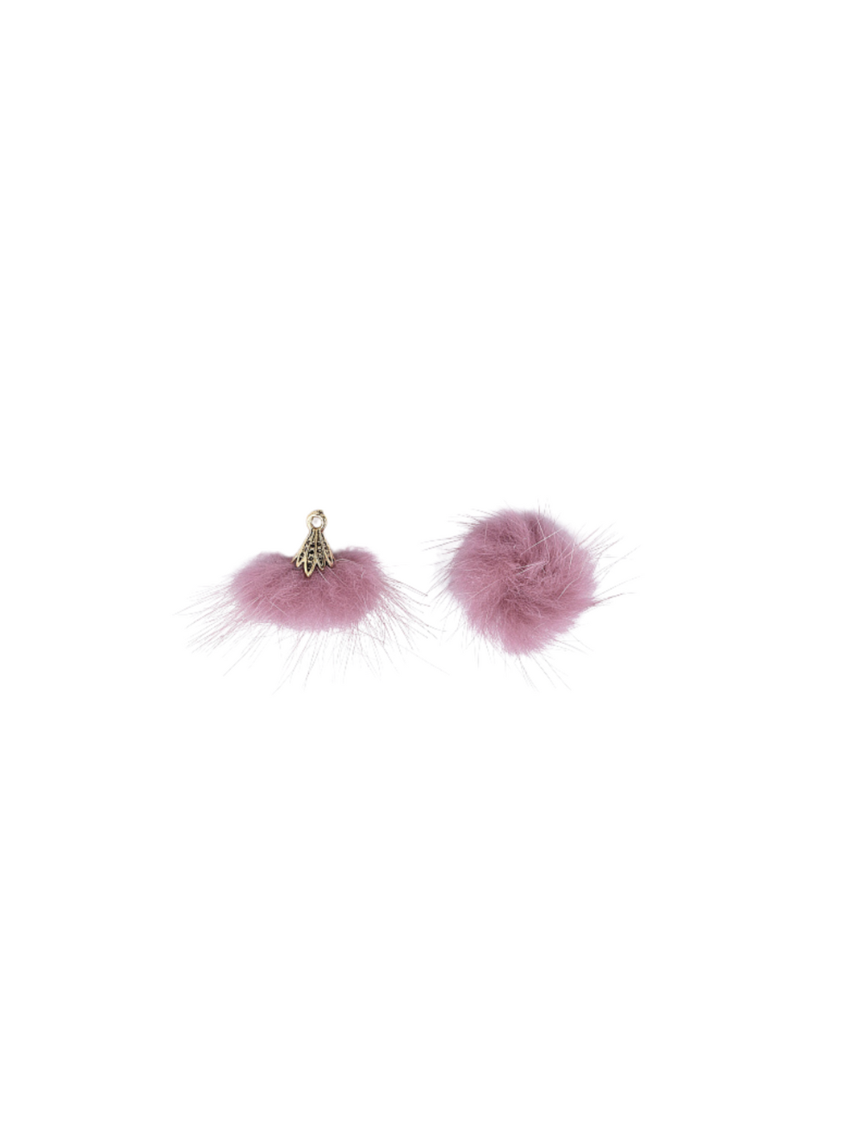 Front and side of the Faux Mink Fur Tassel Charm