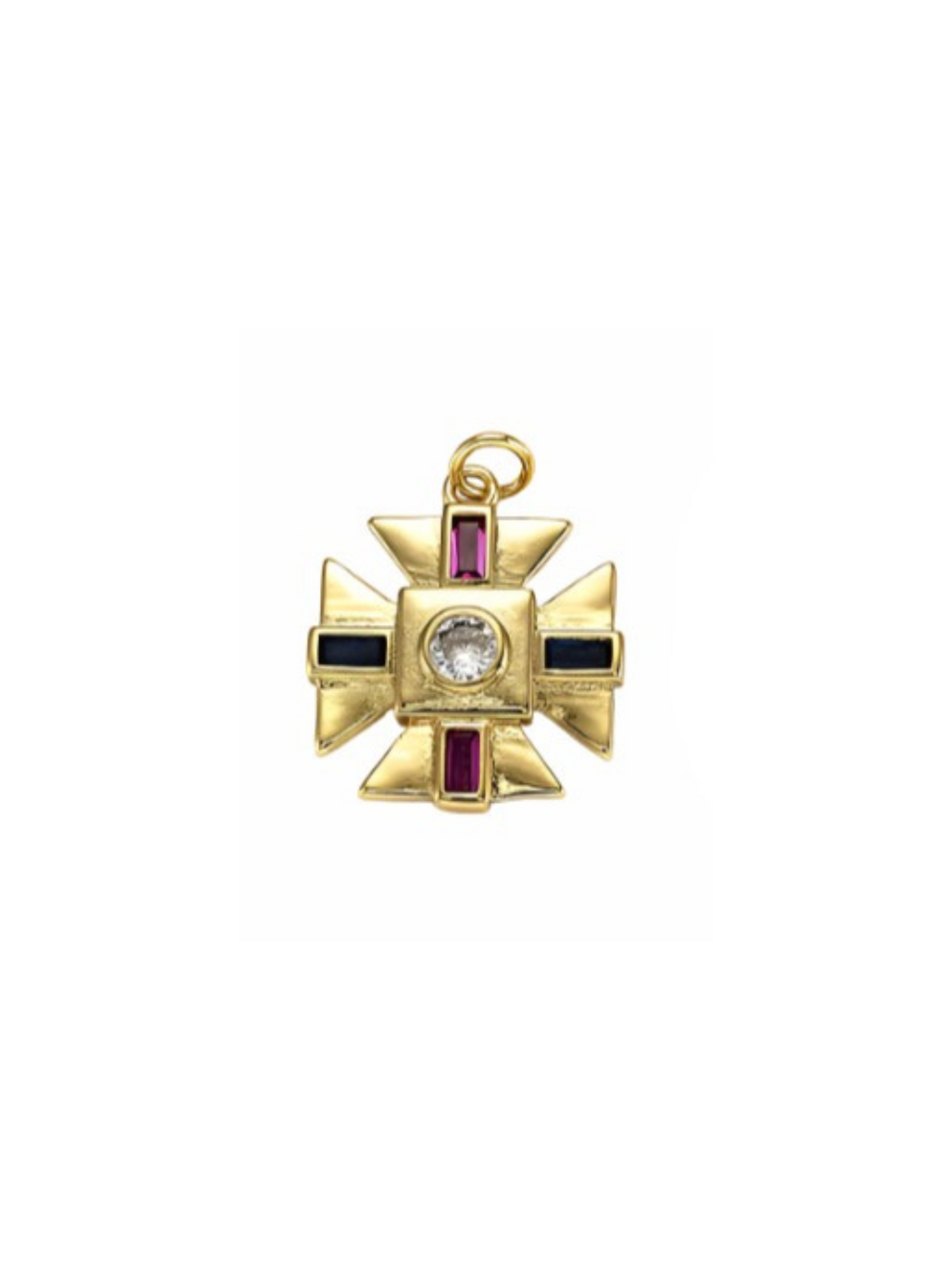 Front of the Gold Stone Jerusalem Cross Charm