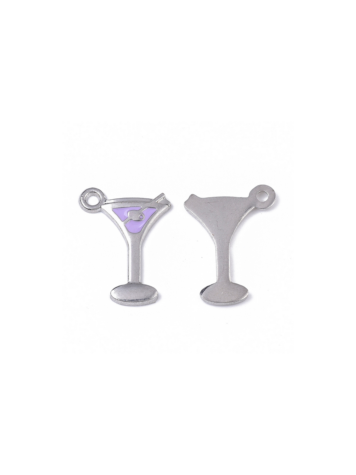 Two Martini Charms, front and back view.