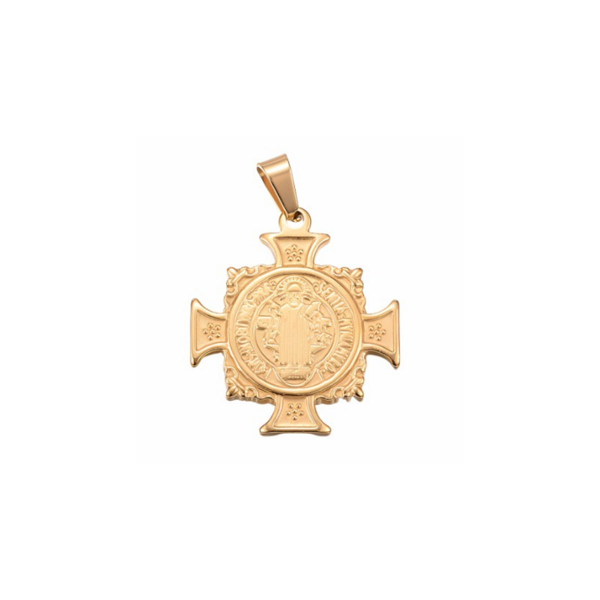 Front of the Gold Saint Benedict Medal Charm