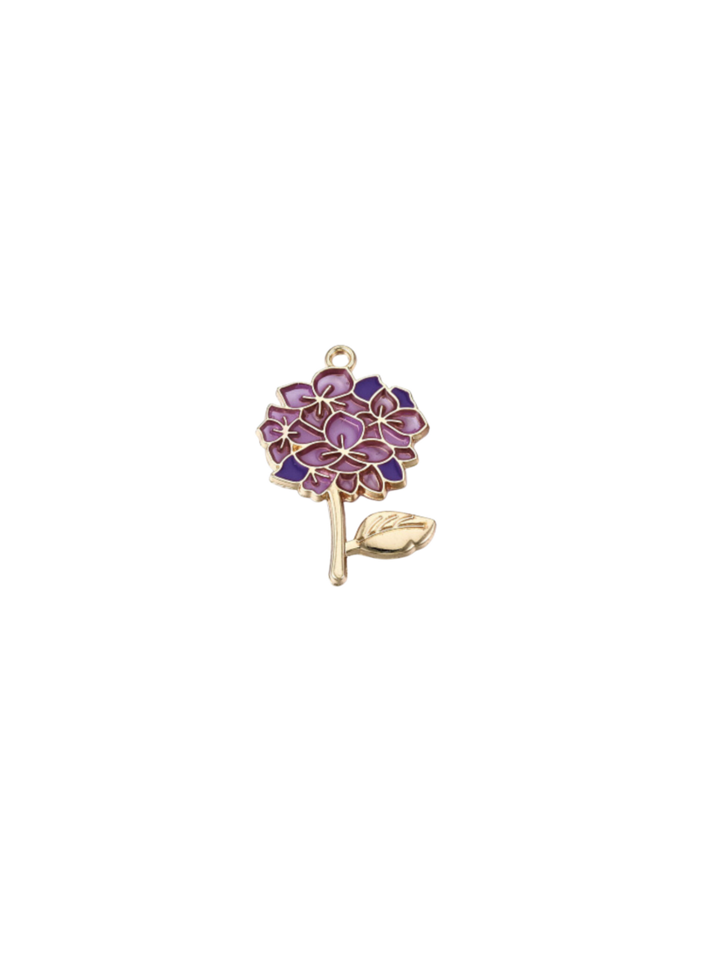 Front of Gold Violet Hydrangea Charm