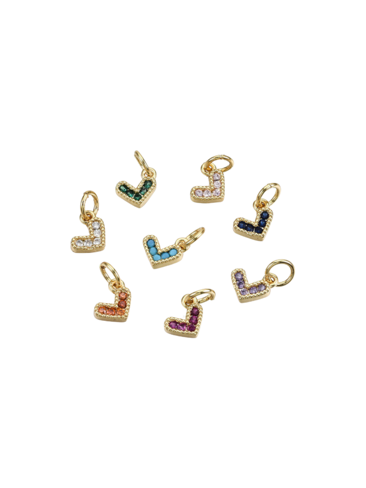 Front of eight Gold Stone Heart Charm | Assorted
