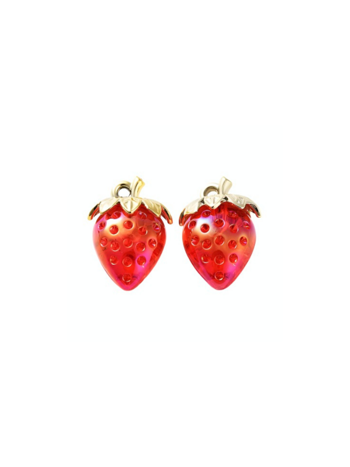 Front of two Gold Large Lanyard Strawberry Charm