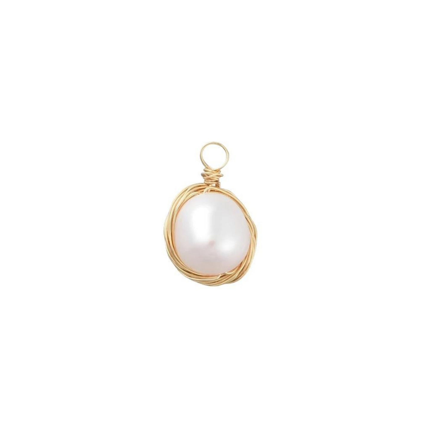 Front of the Gold Baroque Keshi Pearl Charm on white background