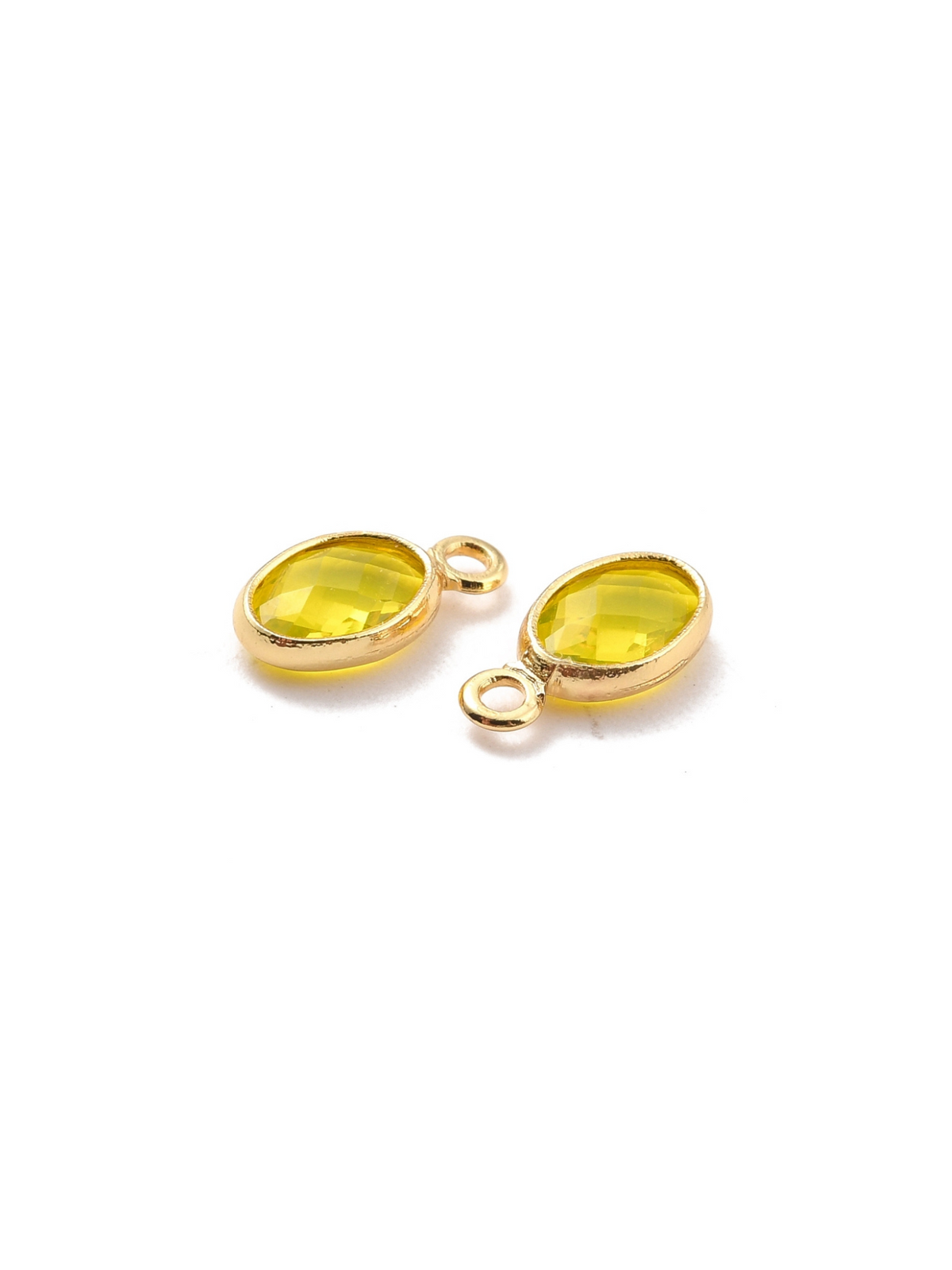 Side of Gold Oval Framed Glass Charms - Assorted in Yellow