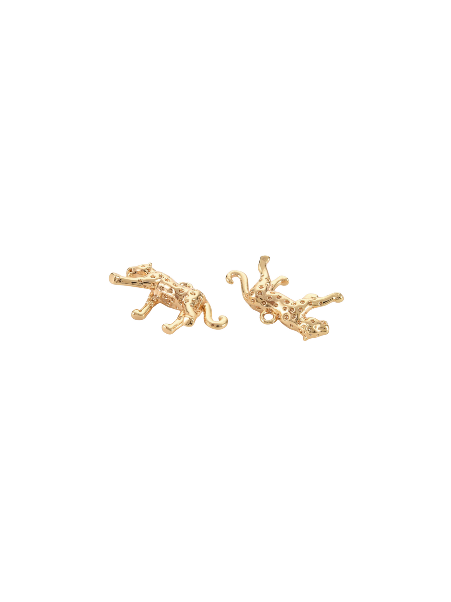 Two Cheetah Charms, top and bottom view.