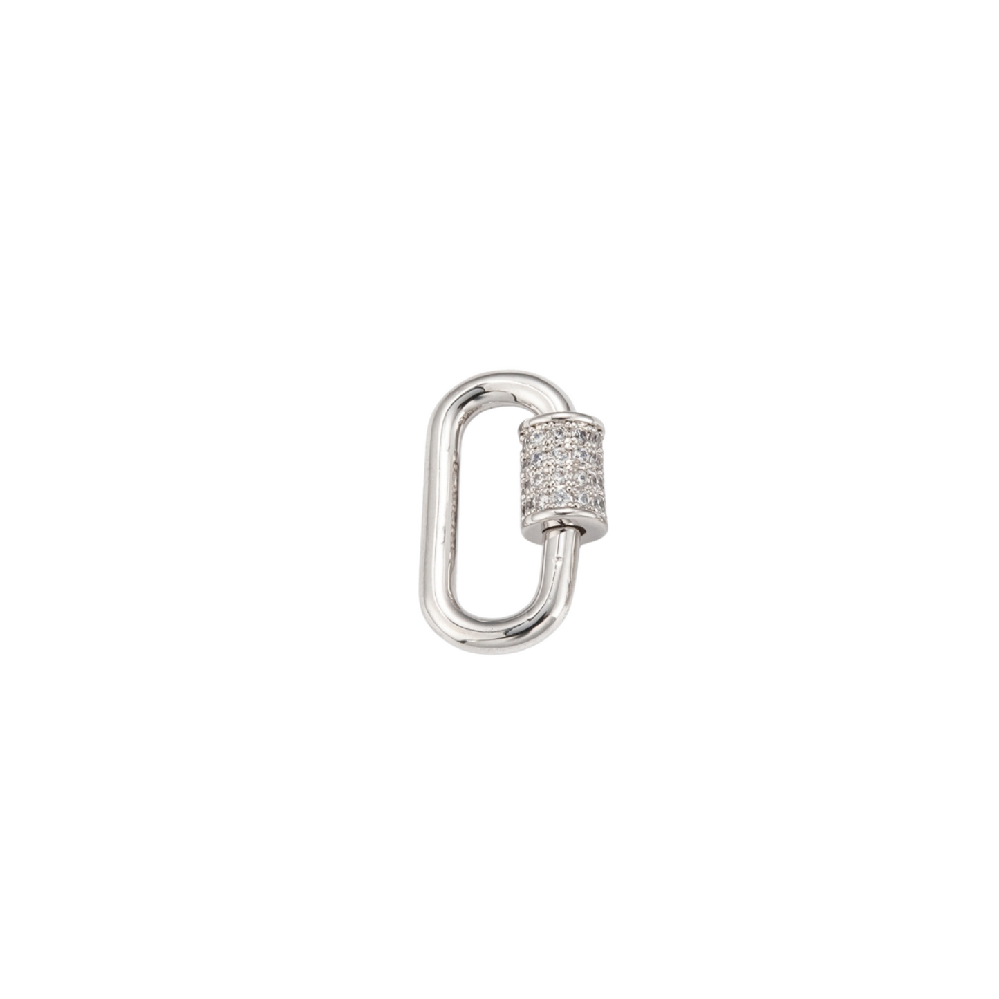 Silver Small Gabi Carabiner | Cubic Zirconia Oval Screw Carabiner