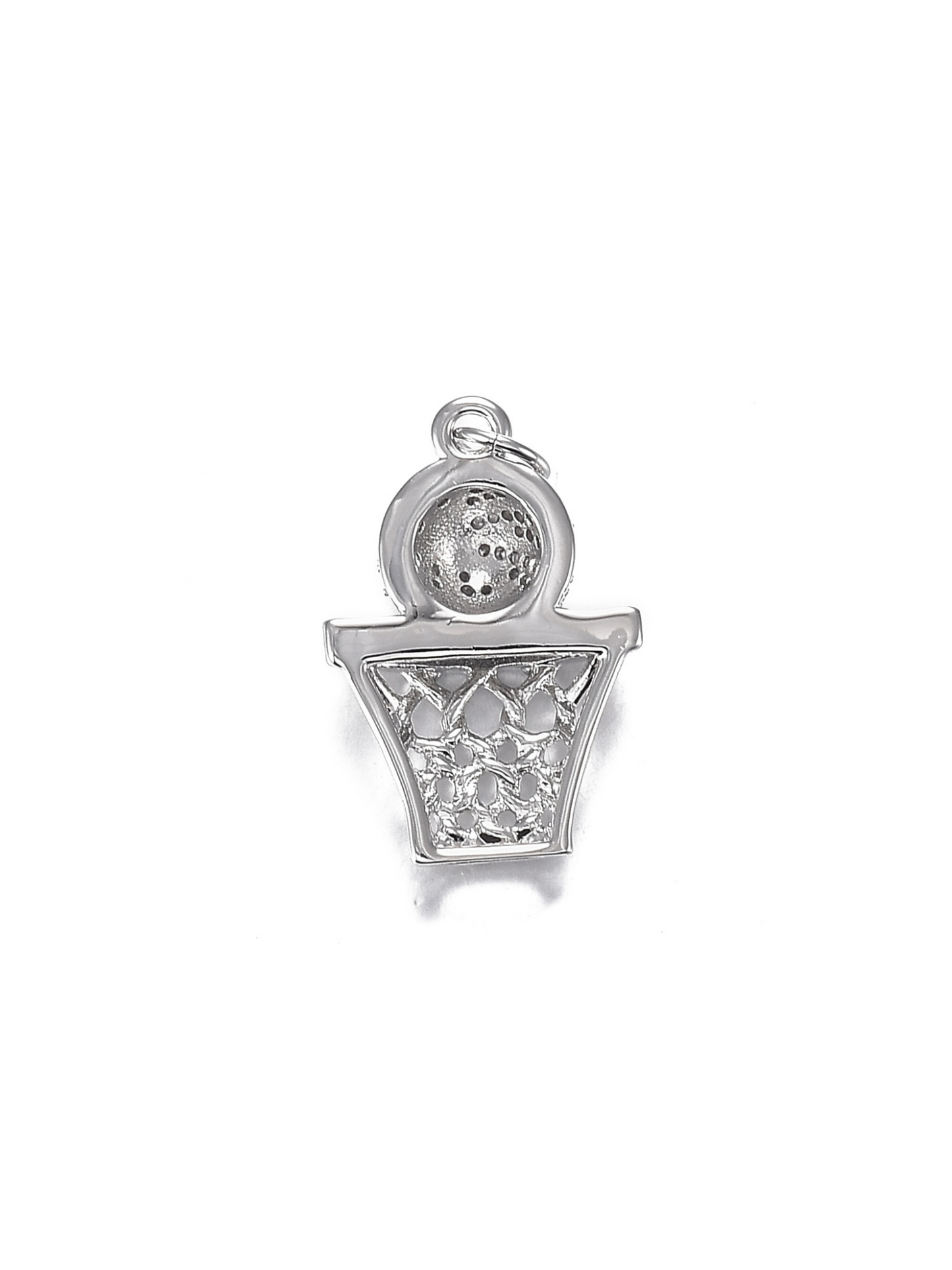 Back of Silver Swish, Swish Basketball Charm
