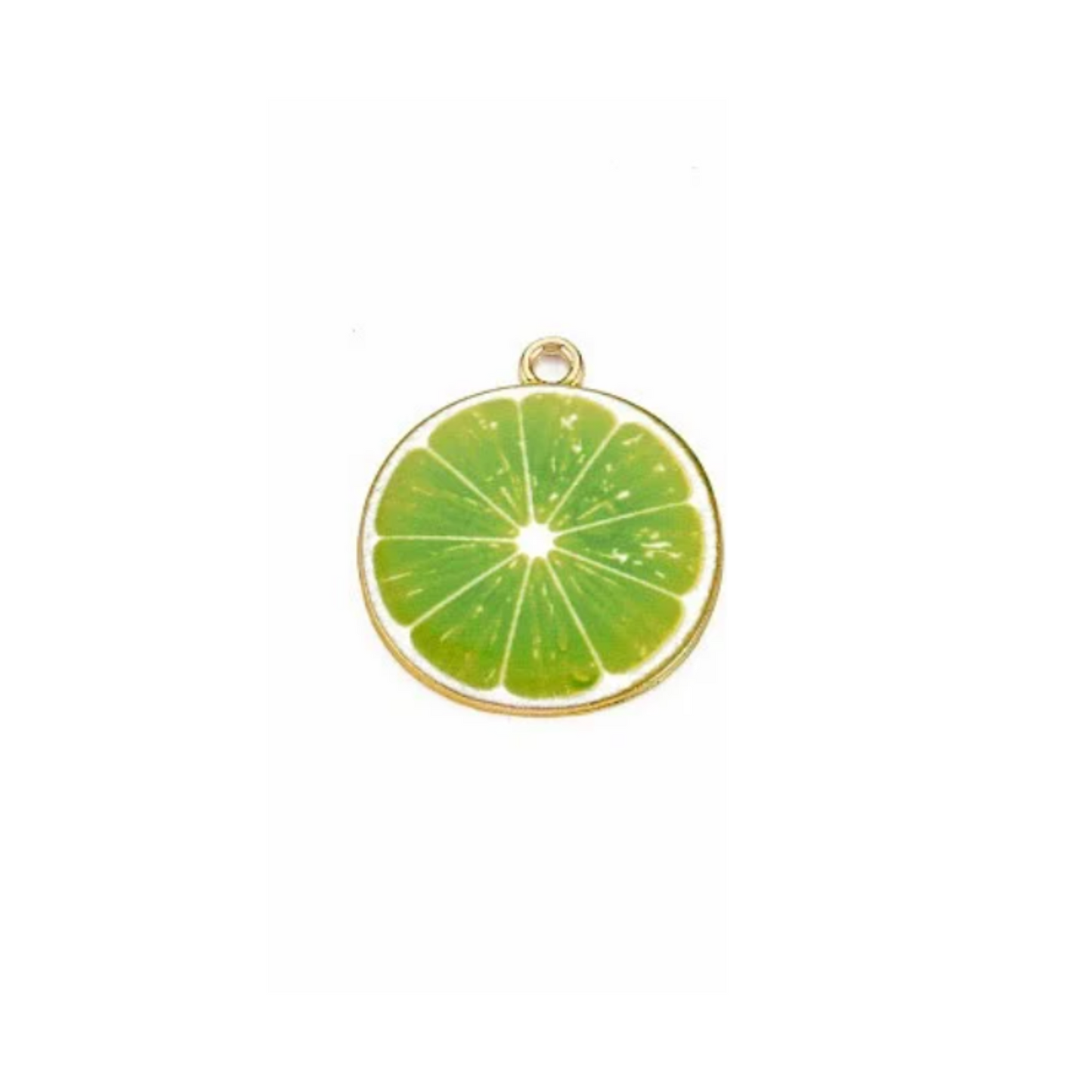 Front of the Gold Lime Slice Charm