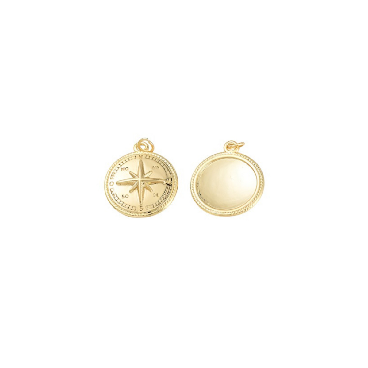 Front and back of the Gold Find Your Way Compass Charm