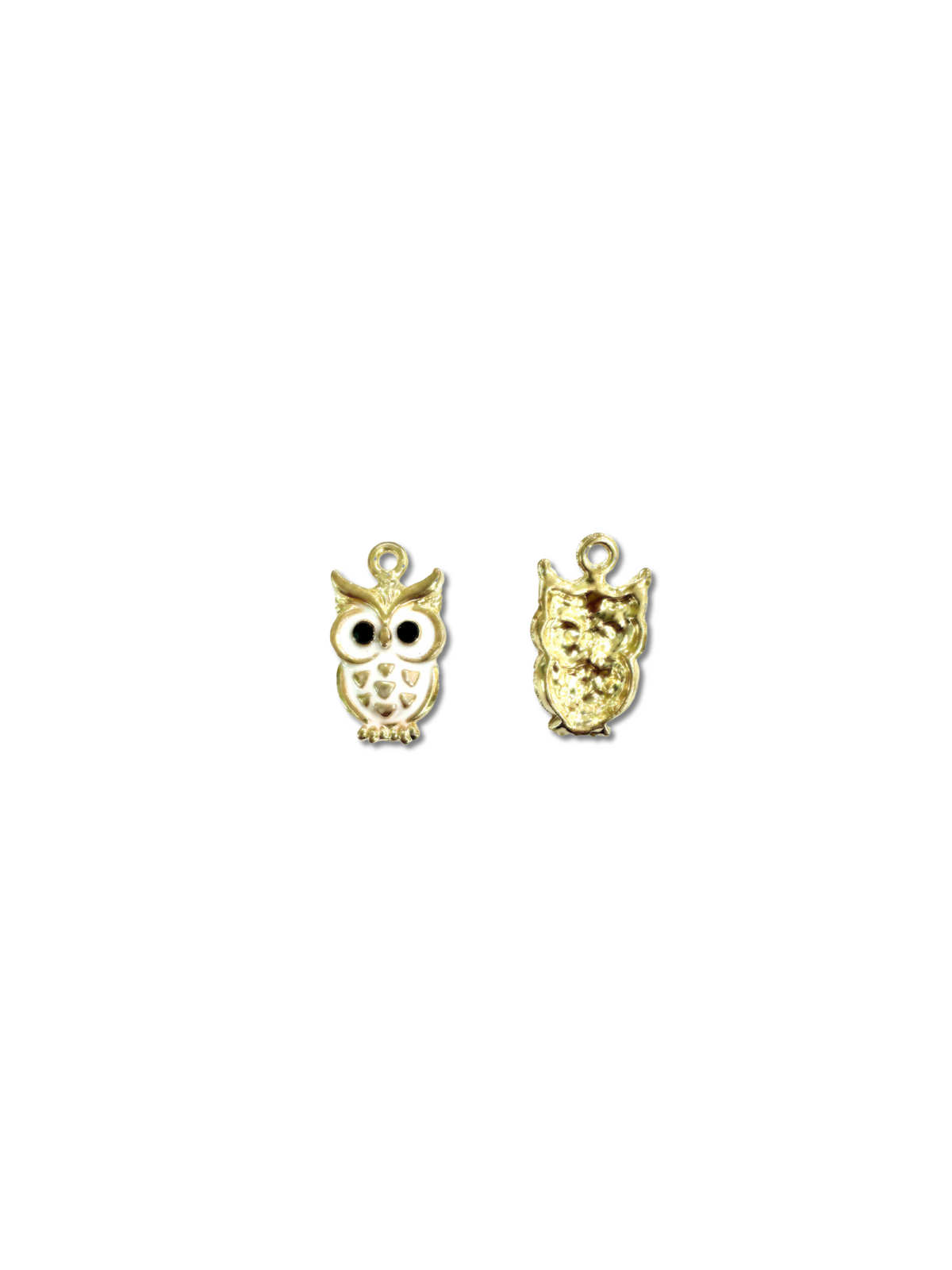 Front and back of Gold Wise 'Ole Owl Charm