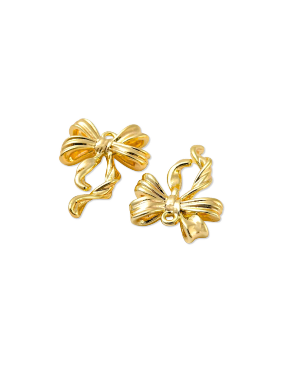 Side of Gold Ribbon Bow Charm