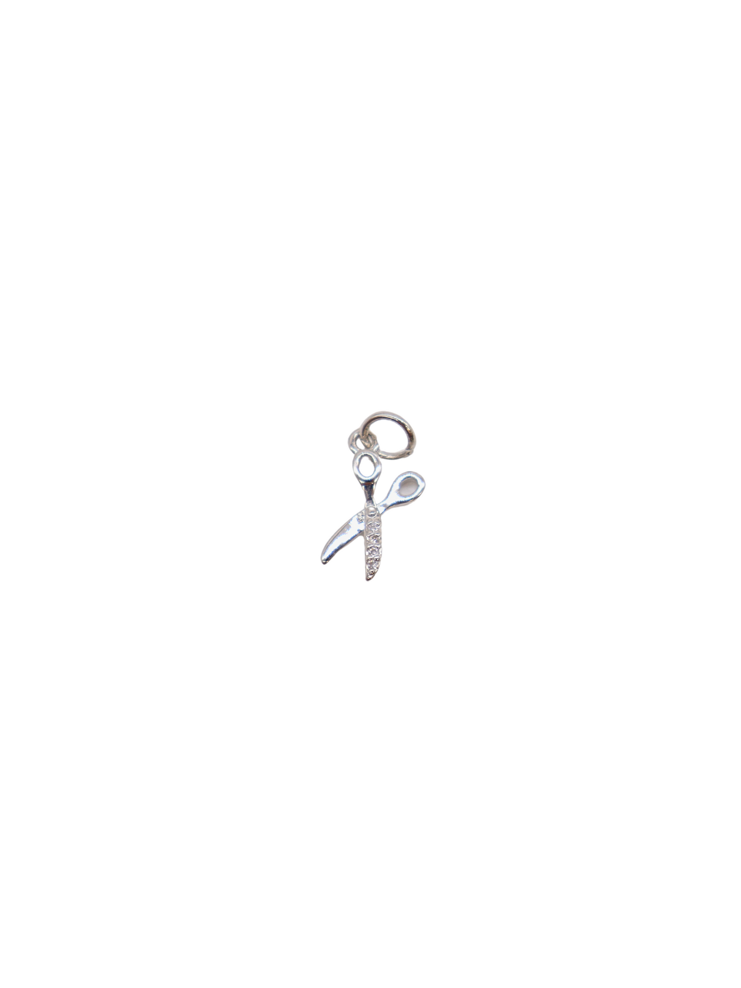 Front of the Silver 'Cut it' Scissors Charm