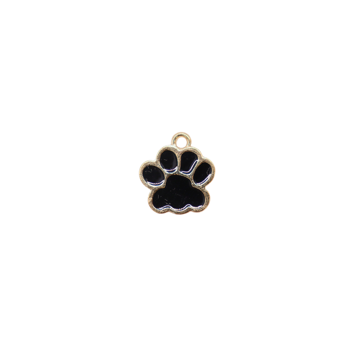 Front of the Gold & Black Puppy Paw Print Charm