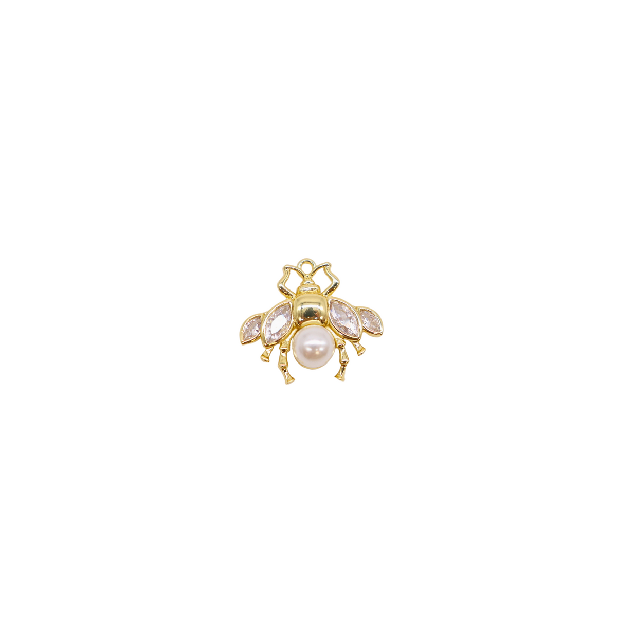 Front of Gold Pearl Glass Bee Charm